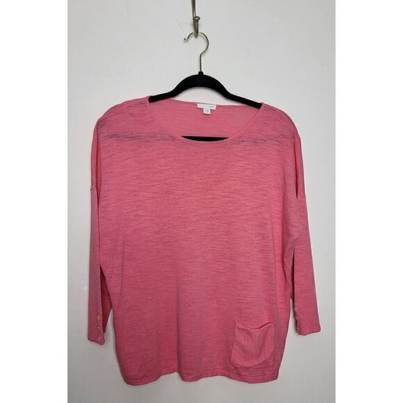 J.Jill Medium Pink 100% Linen Top Women's 3/4‎ sleeves - Picture 2 of 7